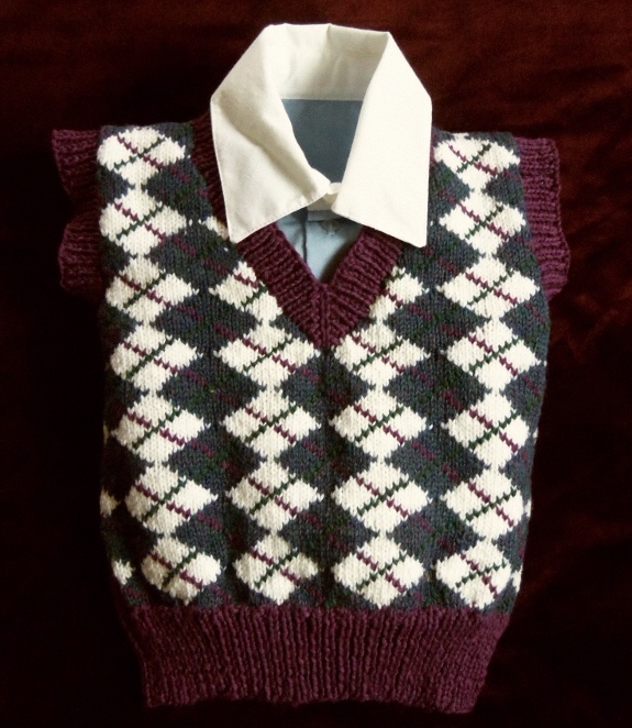 Boy's Purple and Blue Argyle Sweater Vest